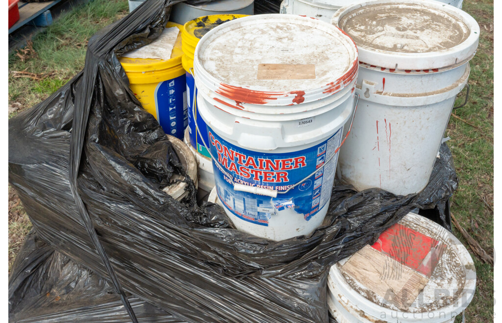 Pallet Containing Buckets of Paint & Acrylic Resin for Metal Surfaces Various Levels ETC