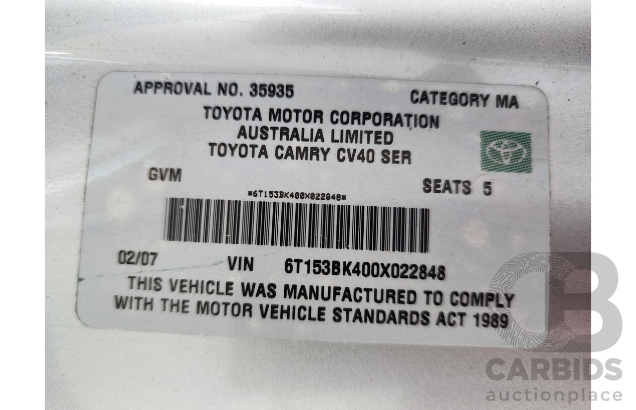 2/2007 Toyota Camry Altise ACV40R 4d Sedan Silver 2.4L