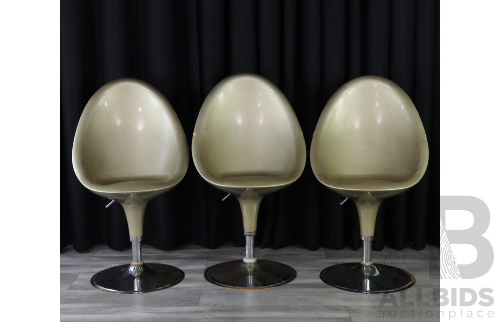 Set of Three Modern Swivel Egg Chairs