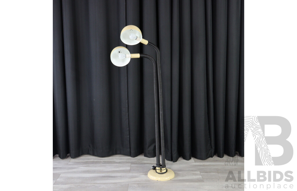 Retro Twin Snake Neck Floor Lamp with Beige Shade