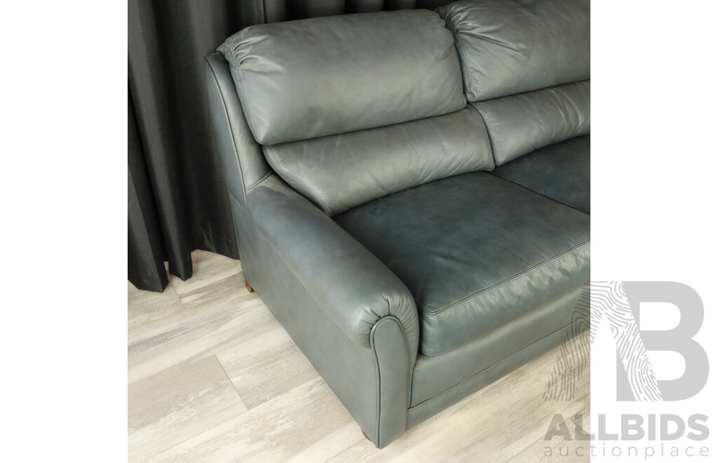 Moran Grey Leather Two Seater Lounge