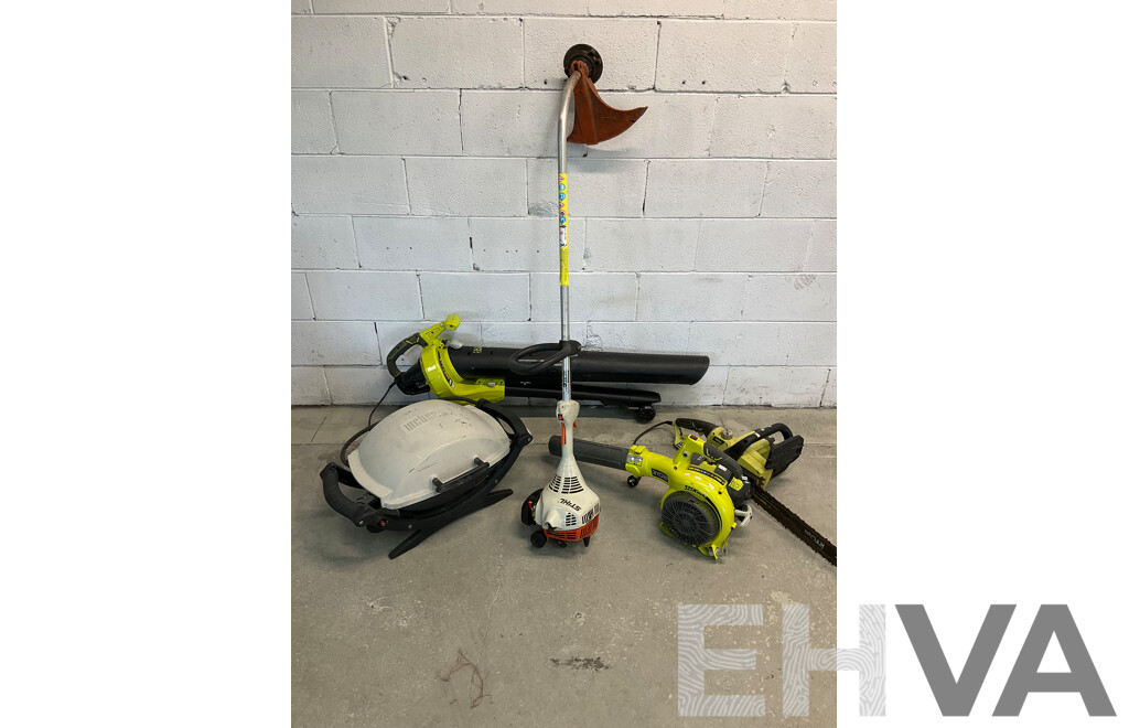 WEBER BBQ Mini, RYOBI and STIHL Assorted  Power Tools  - Lot of 5