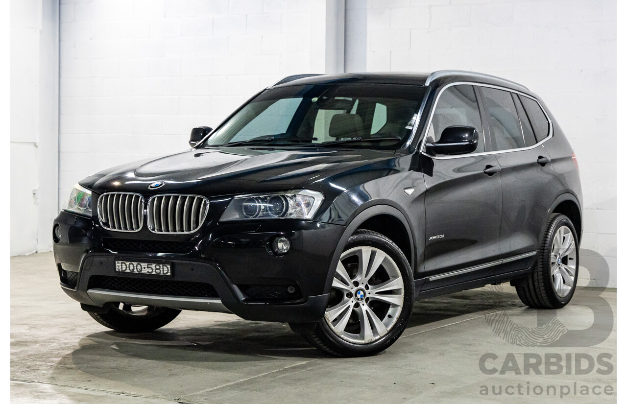 1/2012 BMW X3 Xdrive 30d (AWD) F25 4d Wagon Black Sapphire Metallic Turbo Diesel 3.0L