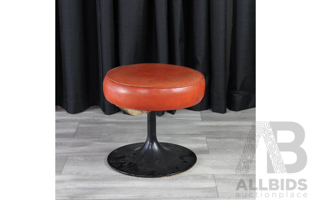 Mid Century Leather Top Footstool with Wine Glass Base