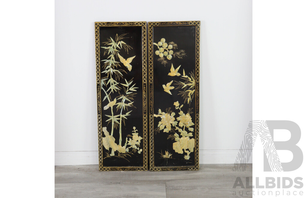 Pair of Chinese Inlayed Wall Panels