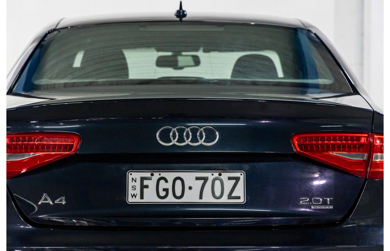 1/2013 Audi A4 S-Line 2.0 TFSI Quattro B8 (8K) MY13 4d Sedan Moonlight Blue Turbo 2.0L