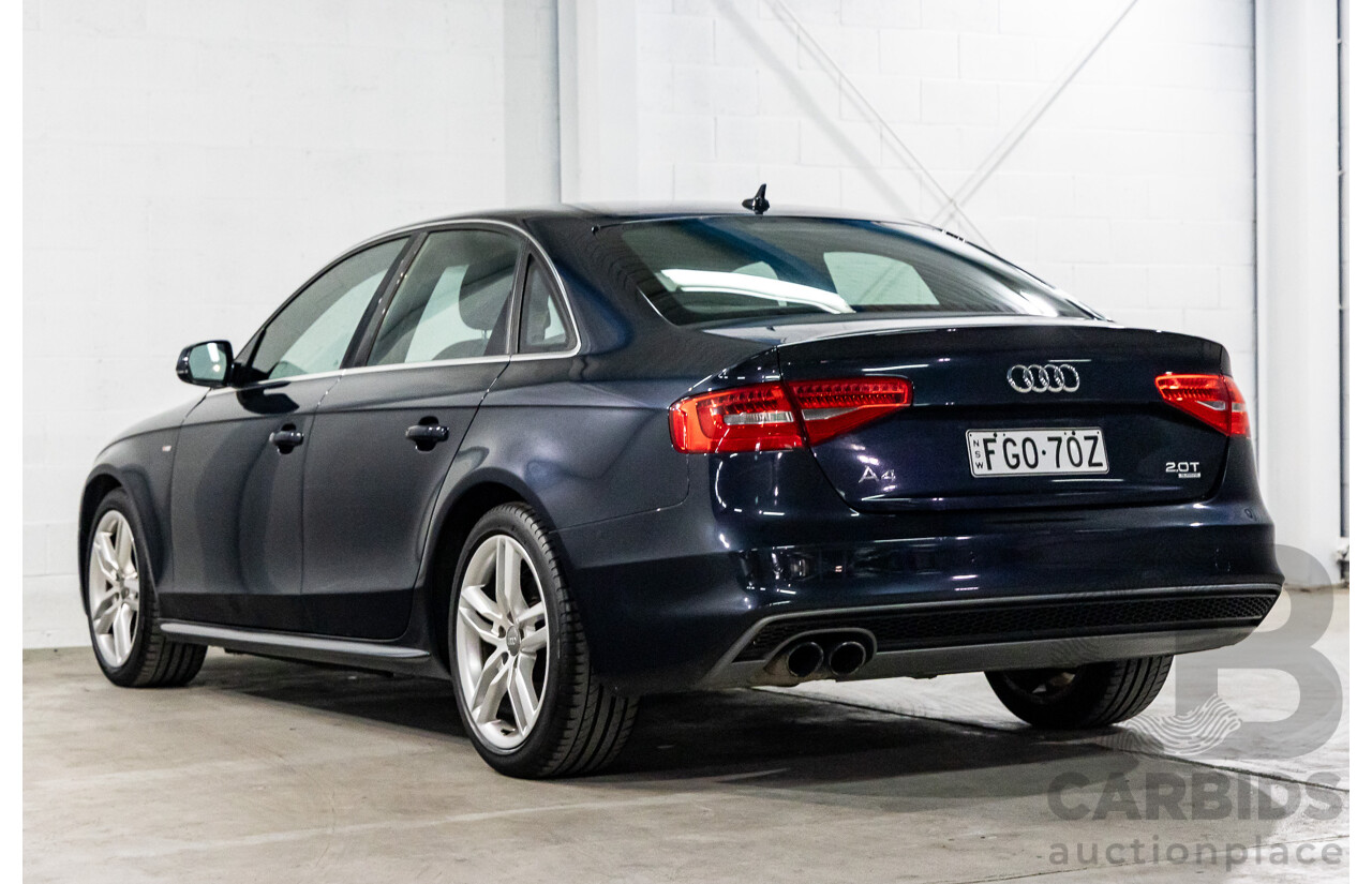 1/2013 Audi A4 S-Line 2.0 TFSI Quattro B8 (8K) MY13 4d Sedan Moonlight Blue Turbo 2.0L