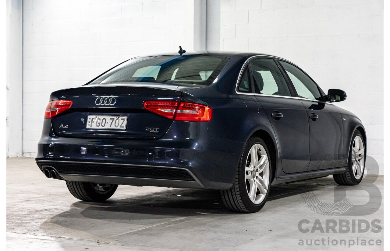 1/2013 Audi A4 S-Line 2.0 TFSI Quattro B8 (8K) MY13 4d Sedan Moonlight Blue Turbo 2.0L