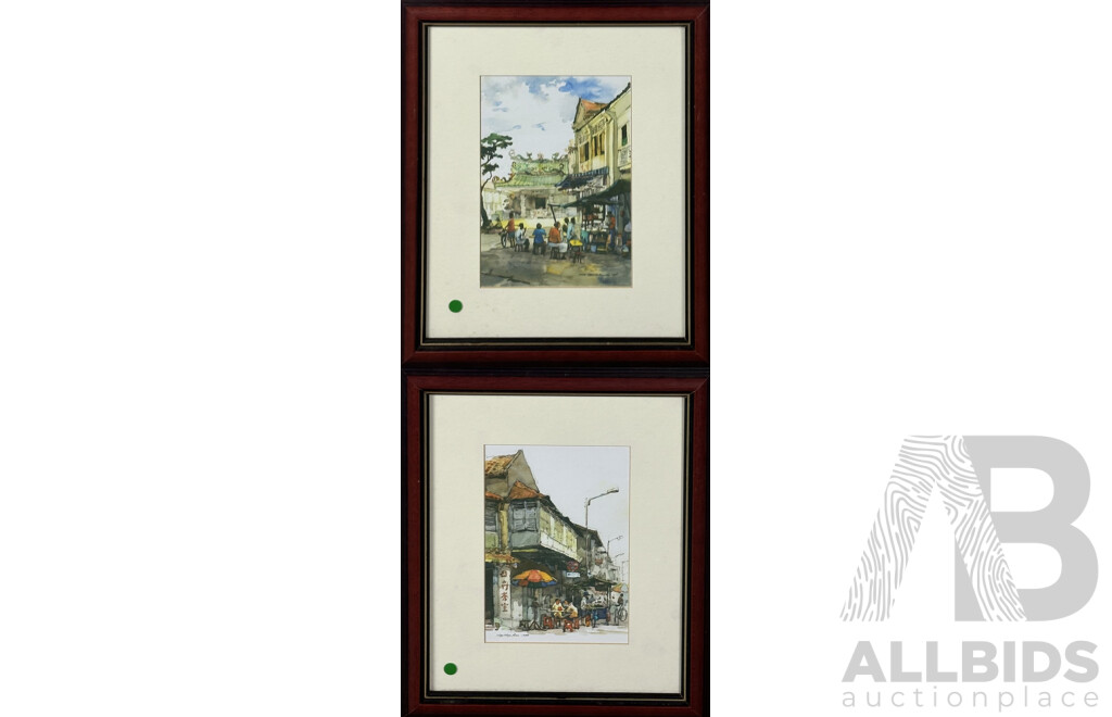 Ngo Teong Beng, (20th Century, Malaysian, 1950-) & Ngo Thye Aun, (20th Century, Malaysian), Pair of Street Scenes, Watercolours, 35 x 30 cm (frames) (2)