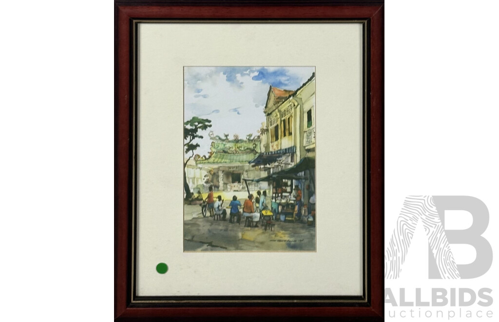 Ngo Teong Beng, (20th Century, Malaysian, 1950-) & Ngo Thye Aun, (20th Century, Malaysian), Pair of Street Scenes, Watercolours, 35 x 30 cm (frames) (2)