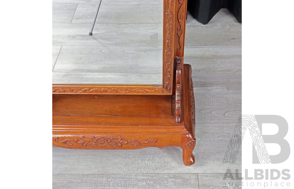 Chinese Hardwood Cheval Mirror