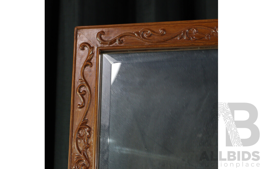 Chinese Hardwood Cheval Mirror