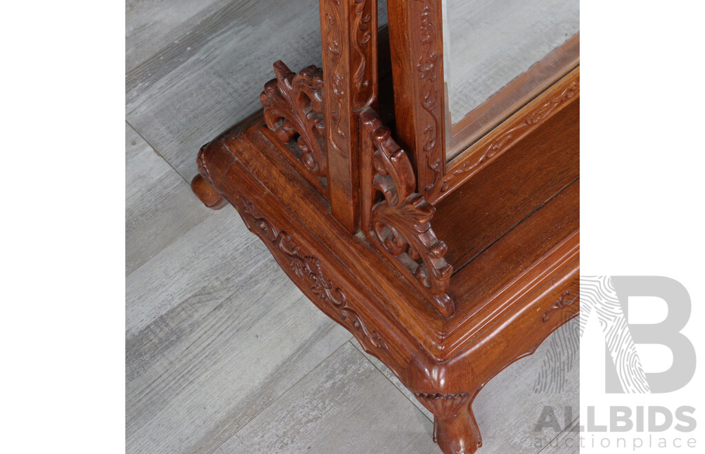 Chinese Hardwood Cheval Mirror