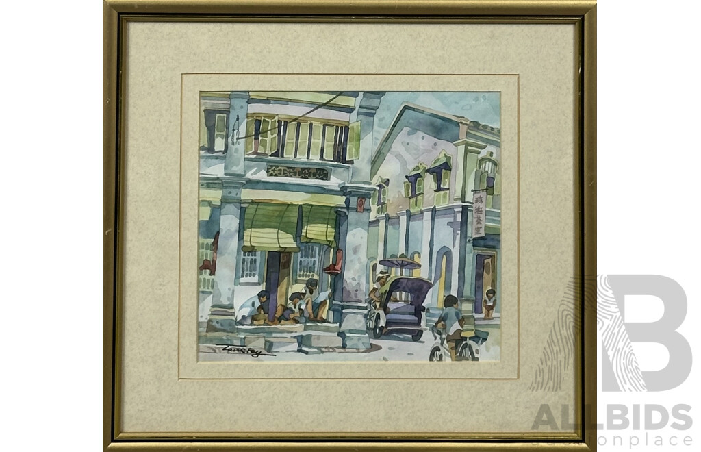 Tani Fey ? (20th Century, Malaysian School), Street Scene, Watercolour, 41 x 44 cm (frame)