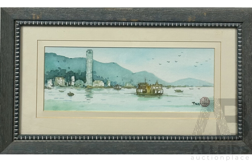 Tan, (20th Centuryu, Asian School), Coming Into Harbour, Watercolour, 30 x 51 cm (frame)