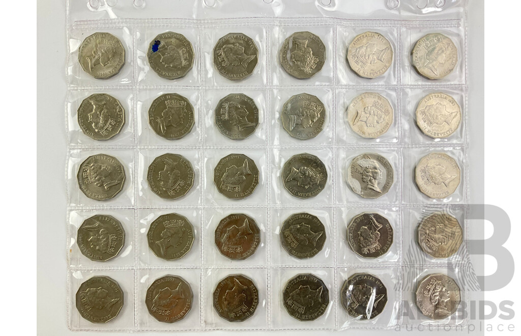 Australian 1991 Fifty Cent Coins, Commemorative Twenty Five Years Decimal Currency(30)
