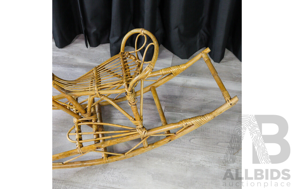 Vintage Manilla Cane Rocking Horse