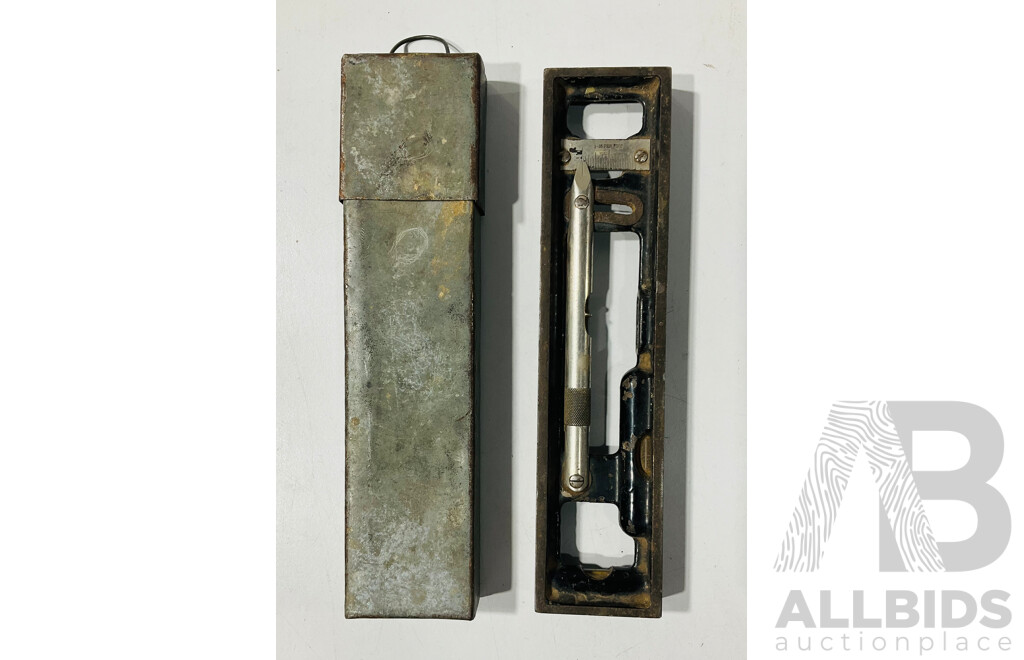Vintage Starlett Machinists Spirit Level with Galvanized Steel Case and Kane Dead Reckoning Computer with Original Sleeve