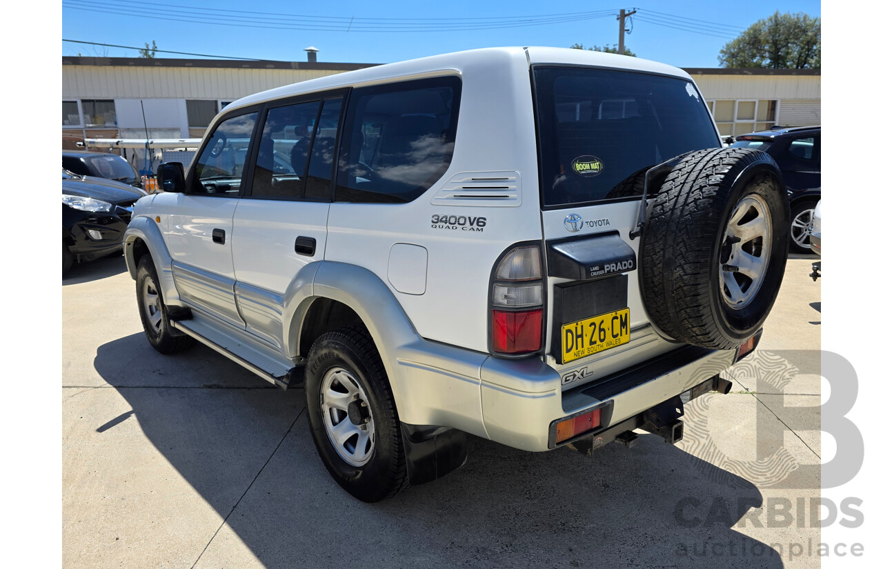 11/1998 Toyota Landcruiser Prado GXL (4x4) VZJ95R 4d Wagon White 3.4L - 7 seater