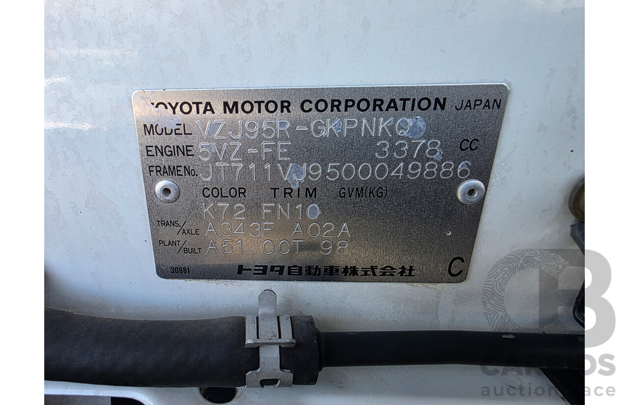 11/1998 Toyota Landcruiser Prado GXL (4x4) VZJ95R 4d Wagon White 3.4L - 7 seater