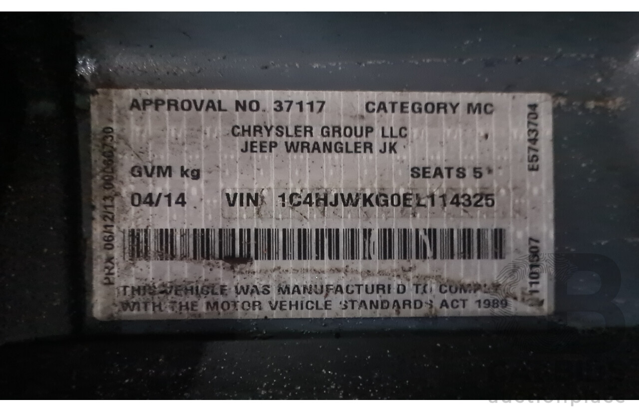 4/2014 Jeep Wrangler Unlimited Sport (4x4) JK MY13 4d Hardtop Anvil Grey V6 3.6L