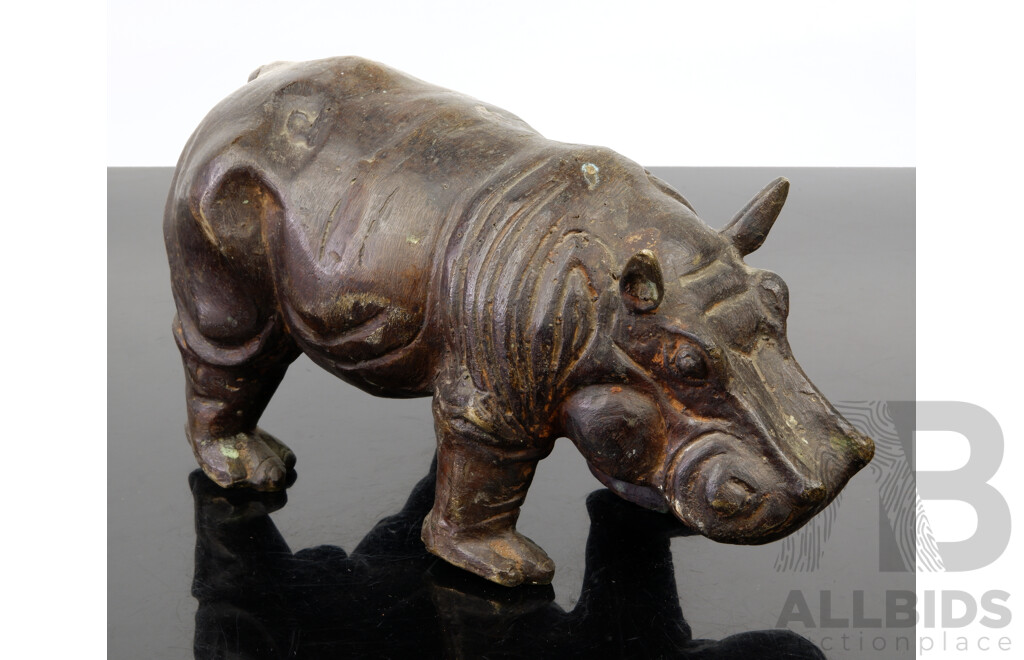 Vintage Japanese Bronze Hippopotamus Figure