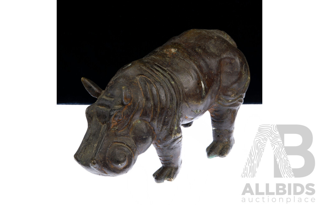 Vintage Japanese Bronze Hippopotamus Figure