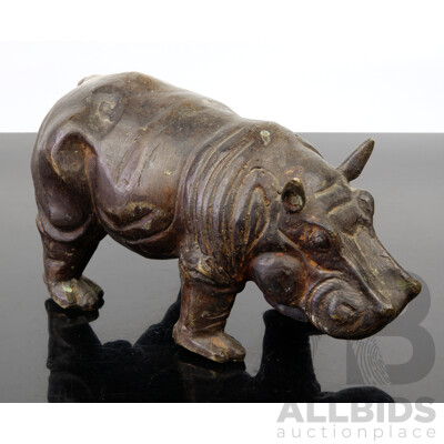 Vintage Japanese Bronze Hippopotamus Figure