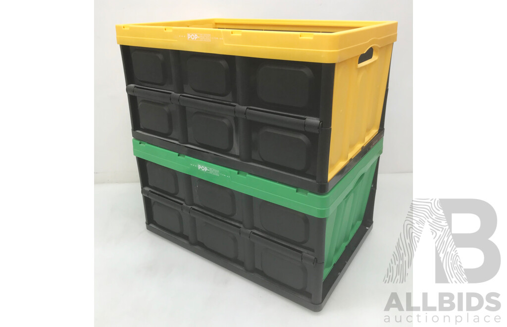 Pop-Box Plastic Storage Crates with Insulated Bags - Lot of 8