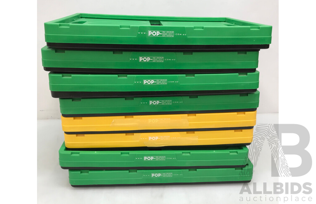 Pop-Box Plastic Storage Crates with Insulated Bags - Lot of 8