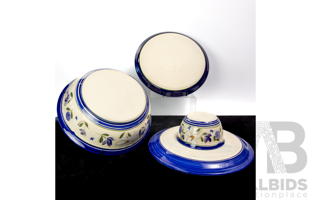 Collection Four Hand Made and Decorated Australian Studio Pottery Pieces by Berrima Pottery