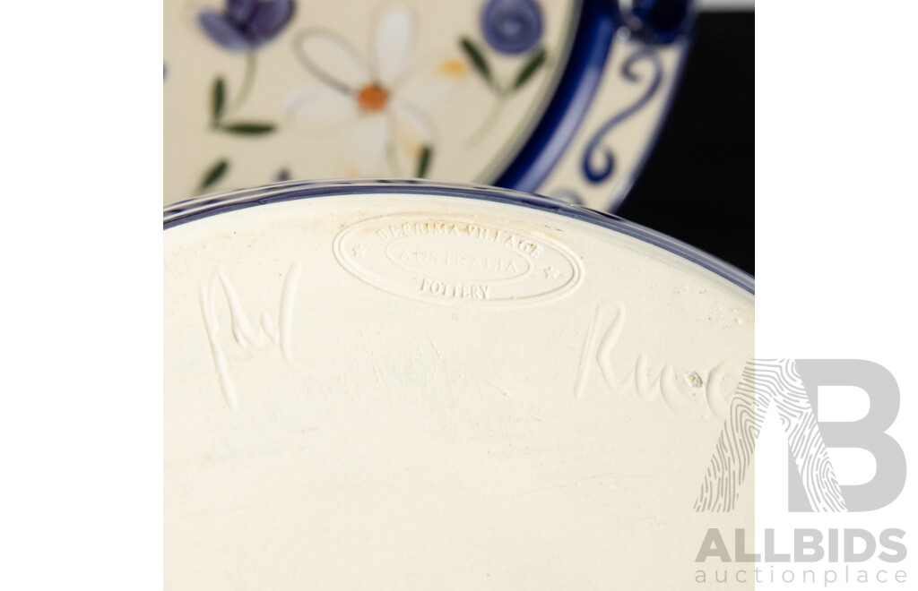 Collection Four Hand Made and Decorated Australian Studio Pottery Pieces by Berrima Pottery