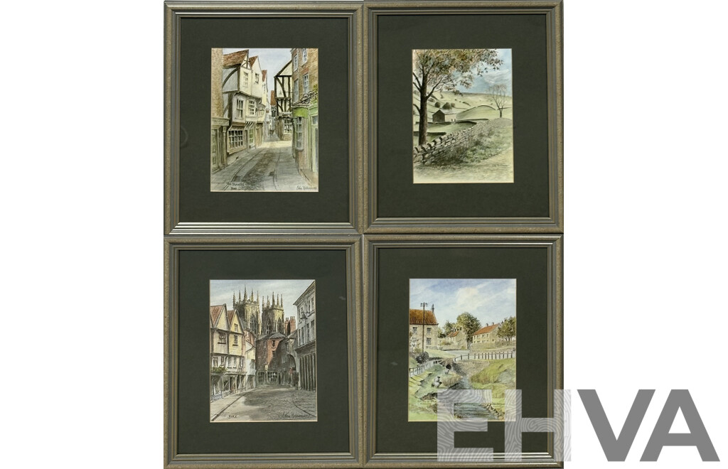 Colin Williamson, (20th Century, British), York; the Shambles, York; Hutton-Le-Hole, Yorkshire; Watendlath & Swaledale, Collection of Five Quality Prints of Original Watercolours, 31 x 26 cm (frames) (5)