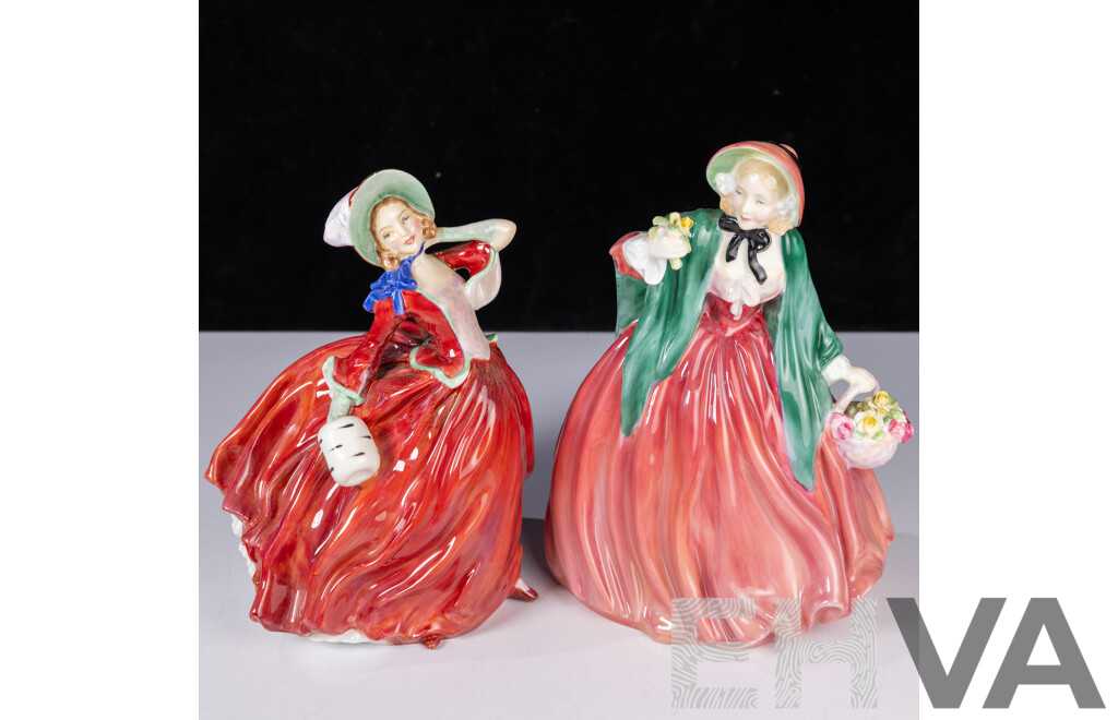 Two Vintage Royal Doulton Porcelain Lady Figures Comprising Lady Charmaine HN 1947 & Autumn Breeze HN 1934