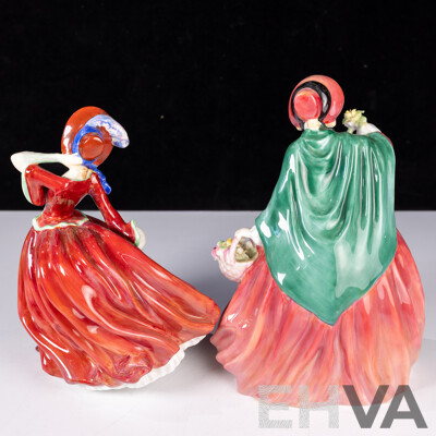 Two Vintage Royal Doulton Porcelain Lady Figures Comprising Lady Charmaine HN 1947 & Autumn Breeze HN 1934