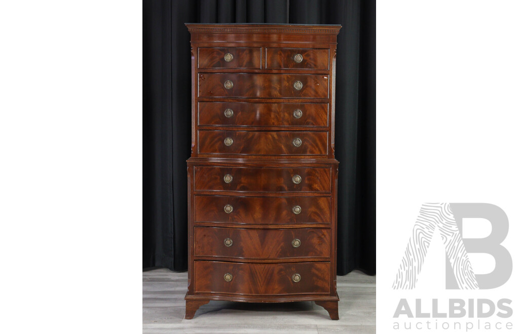 Georgian Style Chest on Chest of Nine Drawers