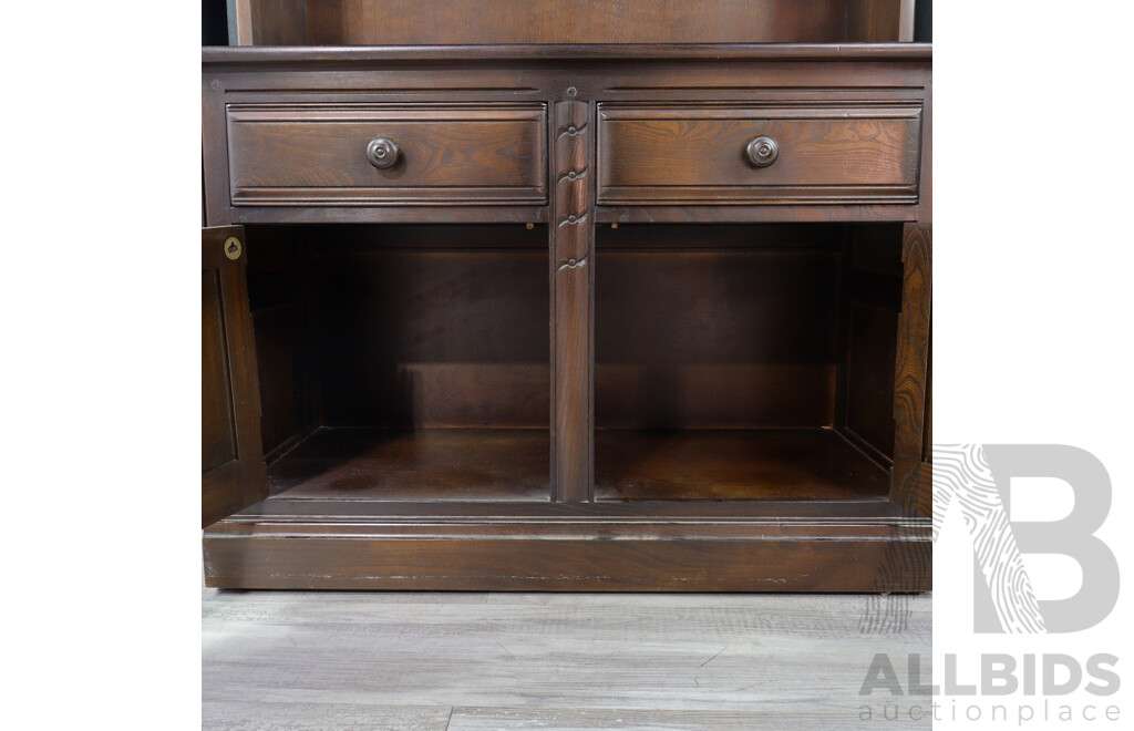 Ercol Oak Two Piece Wall Unit