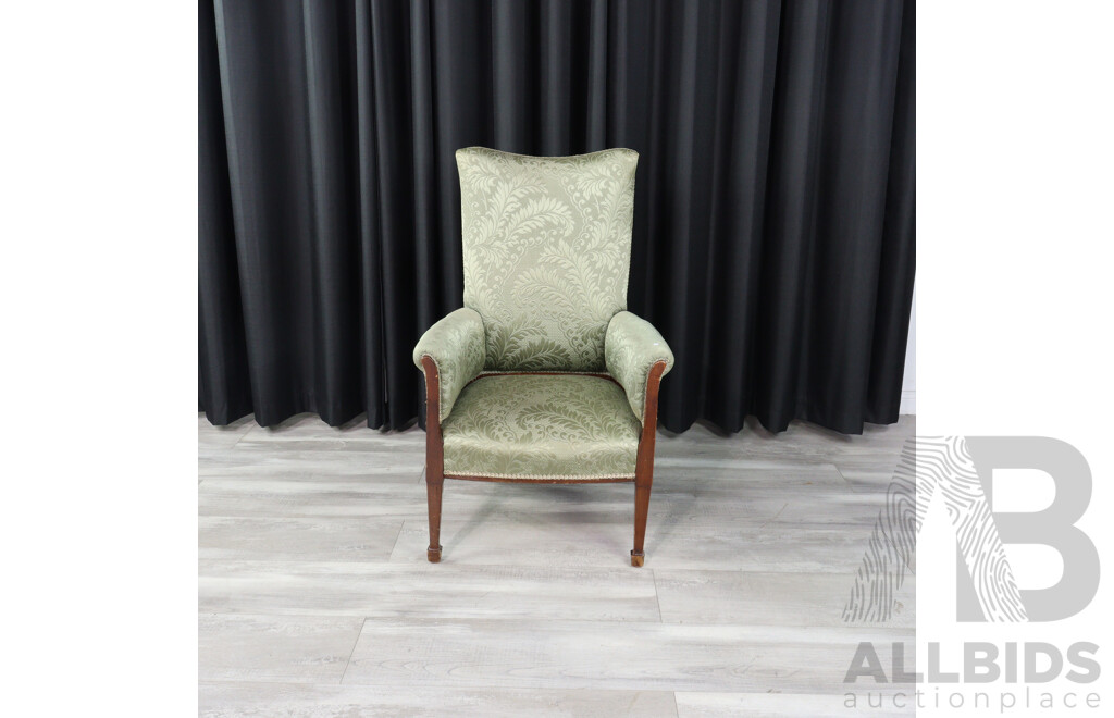 Art Deco Mahogany Upholstered Library Chair