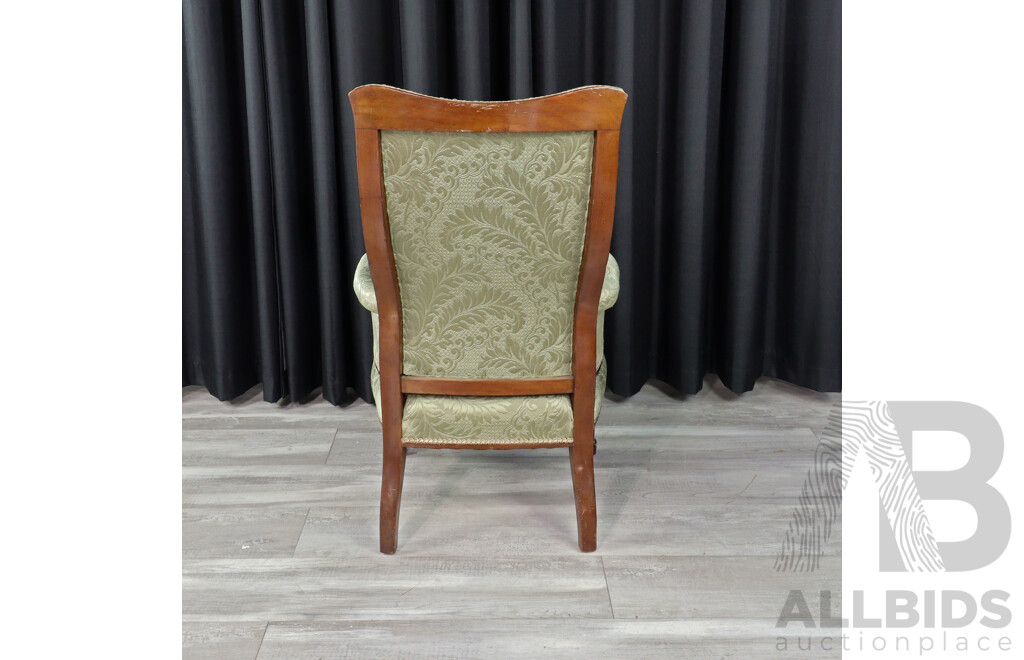 Art Deco Mahogany Upholstered Library Chair