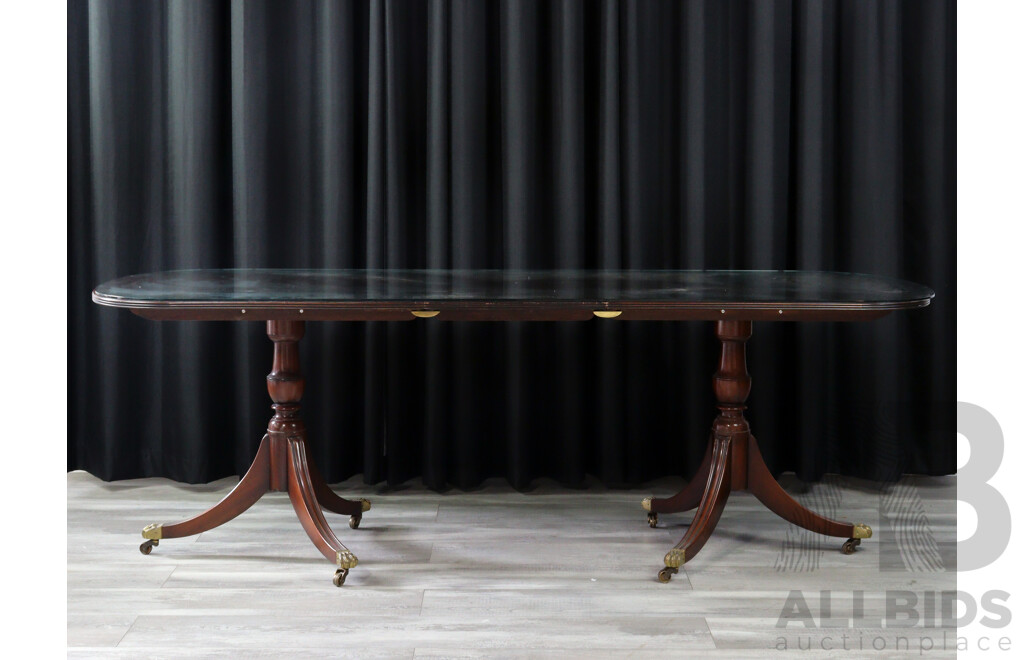 Regency Style Twin Pedestal Extension Dining Table