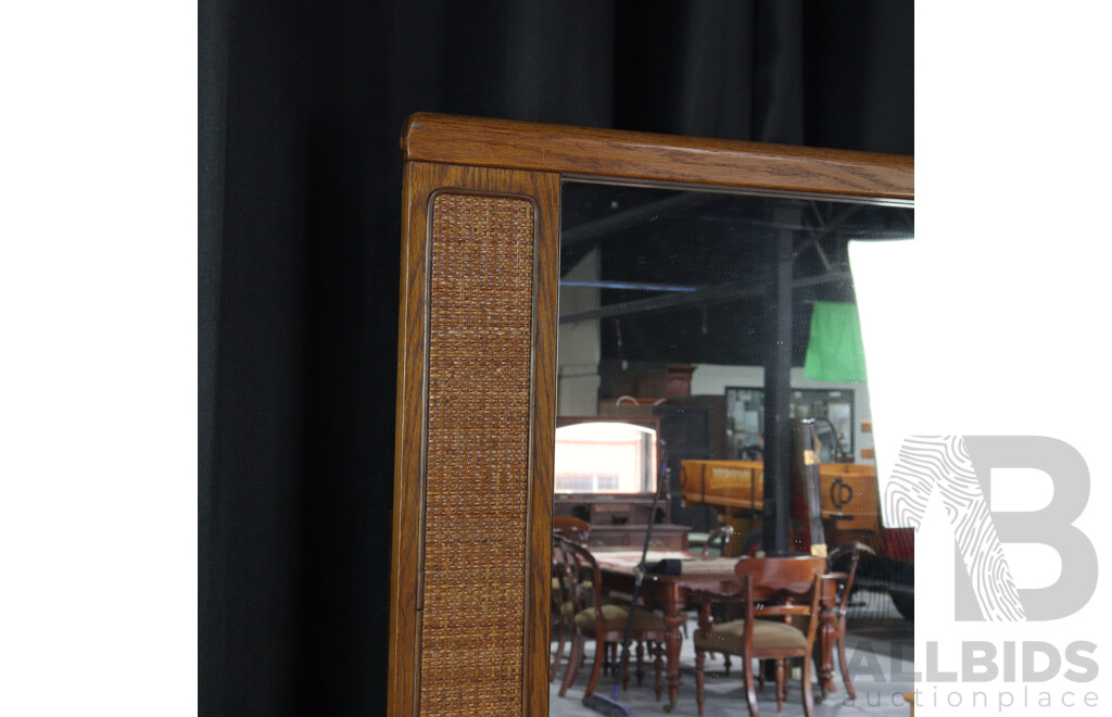 Large Oak Mirrored Back Dressing Chest