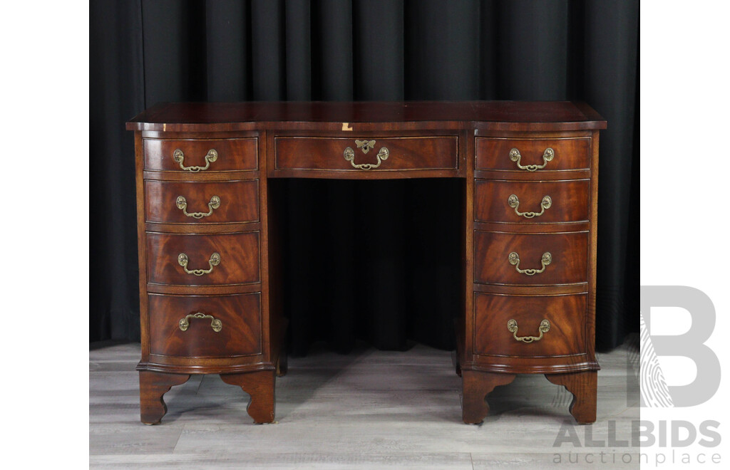 Reproduction Serpentine Front Twin Pedestal Desk