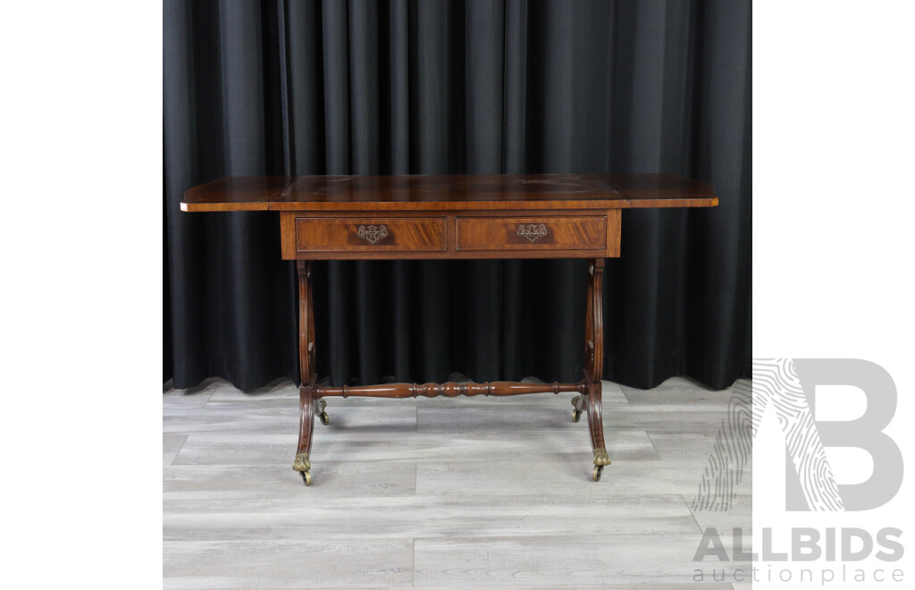 Reproduction Flame Mahogany Drop Side Sofa Table