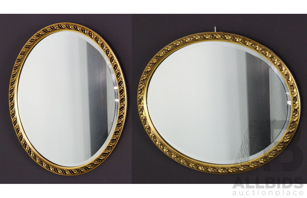 Pair of Oval Gilt Framed Mirrors