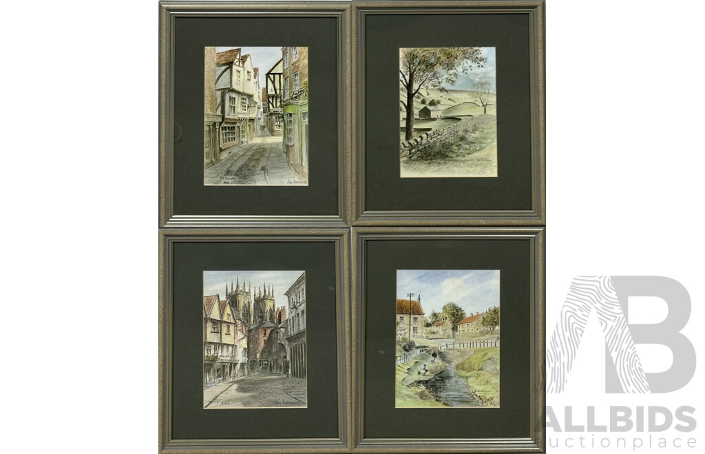 Colin Williamson, (20th Century, British), York; the Shambles, York; Hutton-Le-Hole, Yorkshire; Watendlath & Swaledale, Collection of Five Quality Prints of Original Watercolours, 31 x 26 cm (frames) (5)