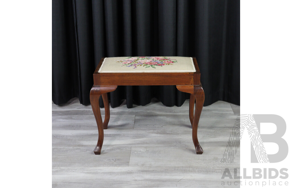 Oak Footstool with Tapestry Top