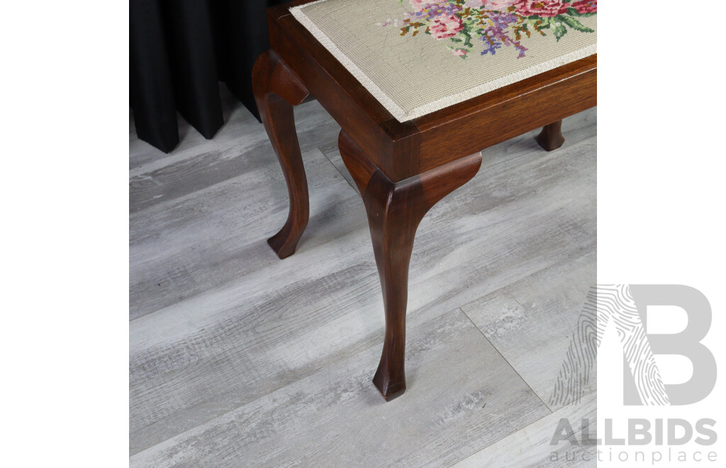 Oak Footstool with Tapestry Top