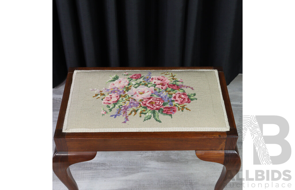 Oak Footstool with Tapestry Top