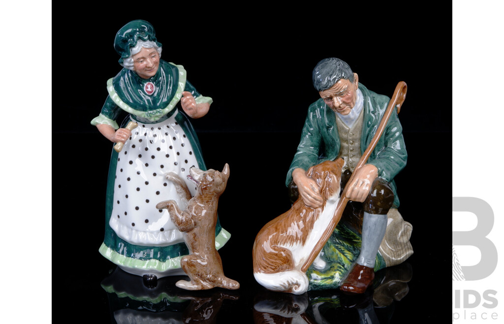 Two Vintage English Royal Doulton Porcelain Figures Comprising Old Mother Hubbard, HN 2314& the Master, HN 2325
