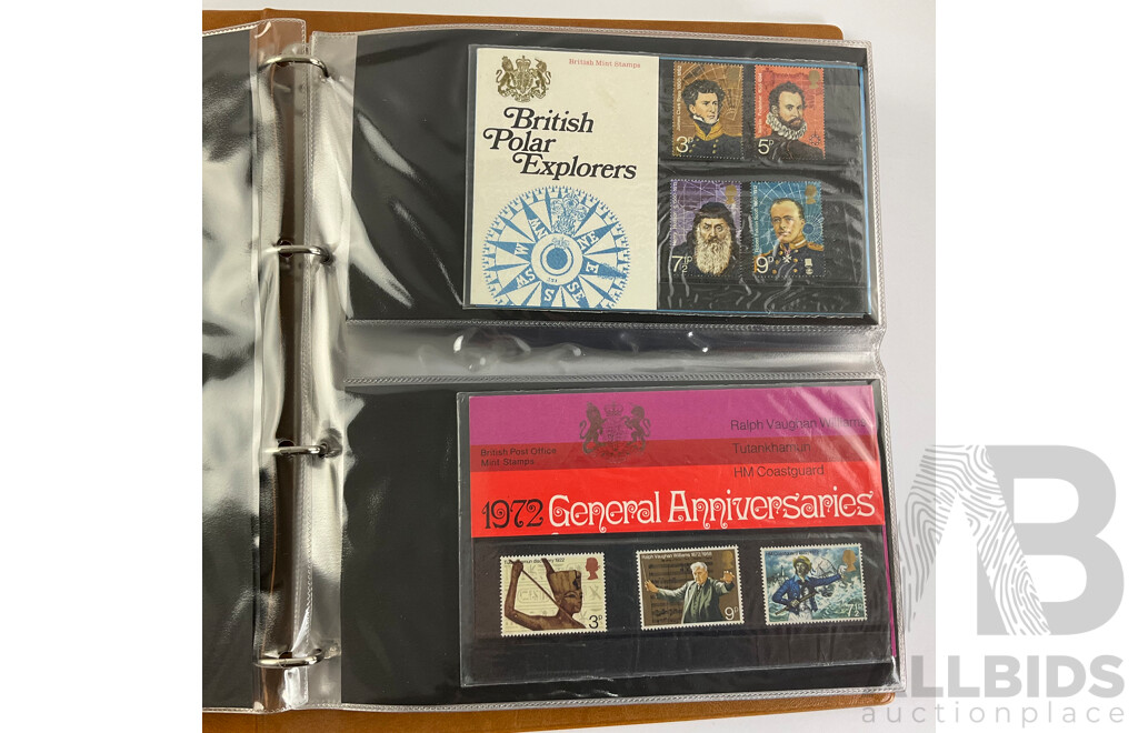Album of United Kingdom 1970's Royal Mail Stamp Presentation Packs